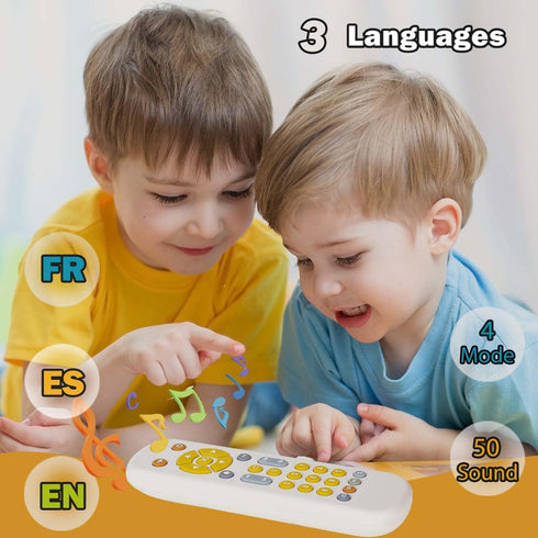 Baby TV Remote Control Toy with Light and Sound, Early Educational Music Toy, Gift for 6 Months+ (White)