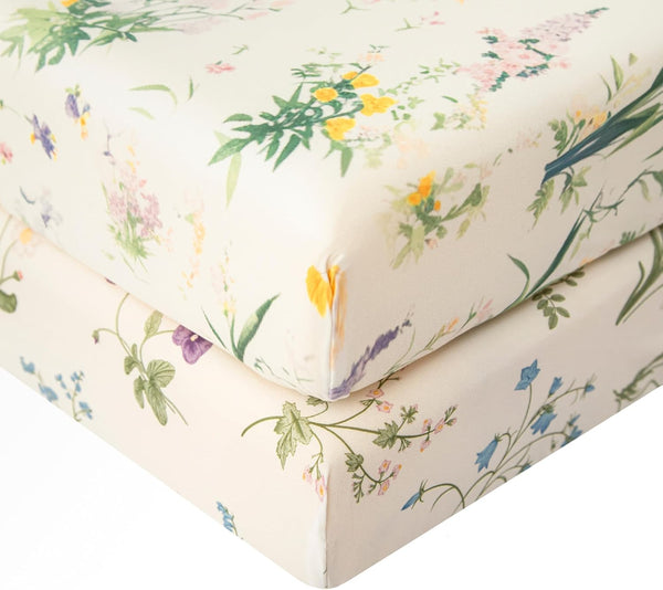 SDIII 2 Pack Floral Crib Sheets for Baby Girl 5228 Stretchy Microfiber