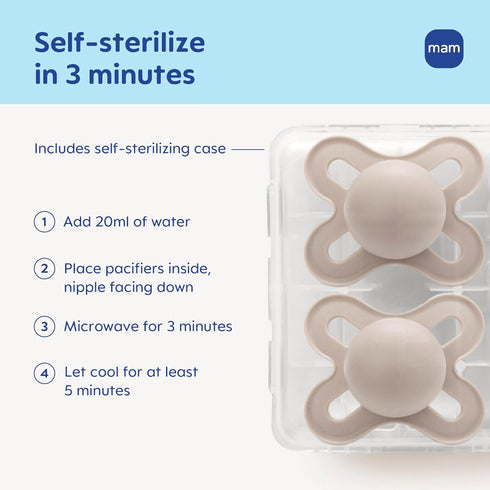 0-3 2 MAM Original Start Matte Baby Pacifiers Months, BPA-Free Skin Soft Silicone Nipple, Developed with Medical