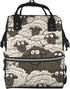 FHEDVBN Cartoon Black White Sheep Diaper Bag Backpack for Women Multifunction Waterproof Mummy