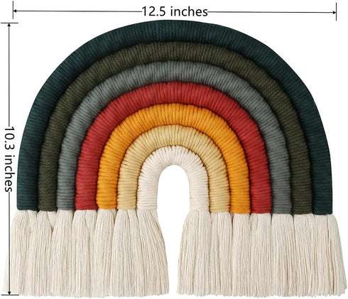 ZWA Handmade Macrame Rainbow Wall Hanging - Colorful Nursery Decor