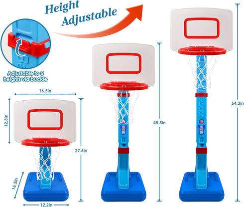 SUPER JOY Toddler Basketball Hoop - Height Adjustable Kids Basketball Hoop for Indoor Outdoor Play, Portable Goal
