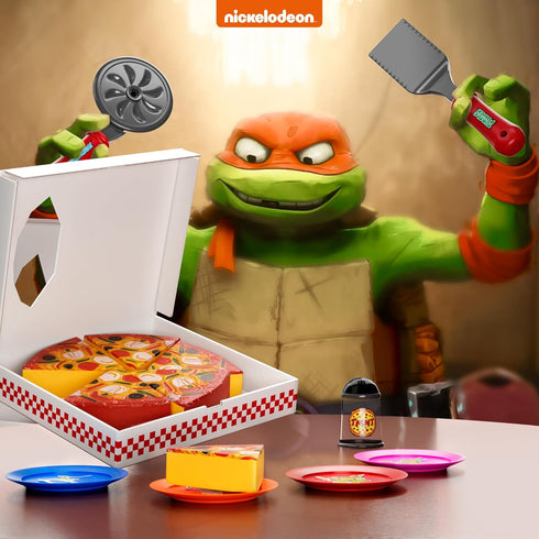 Kids Pizza Toy Set, Pretend Kitchen Play Food, Slice & Serve Toy Pizza with Box, Pie Cutter & Fake Condiments