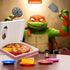 Kids Pizza Toy Set, Pretend Kitchen Play Food, Slice & Serve Toy Pizza with Box, Pie Cutter & Fake Condiments