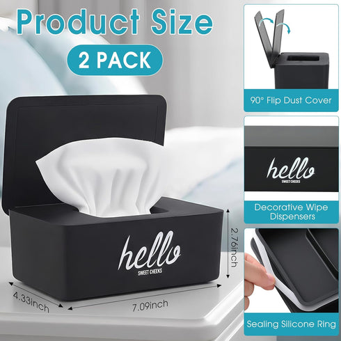 Hushee 2 Pack Wipe Dispenser Wipes Holder for Baby Adult Decorative Wipe Containers for Bathroom Home Office
