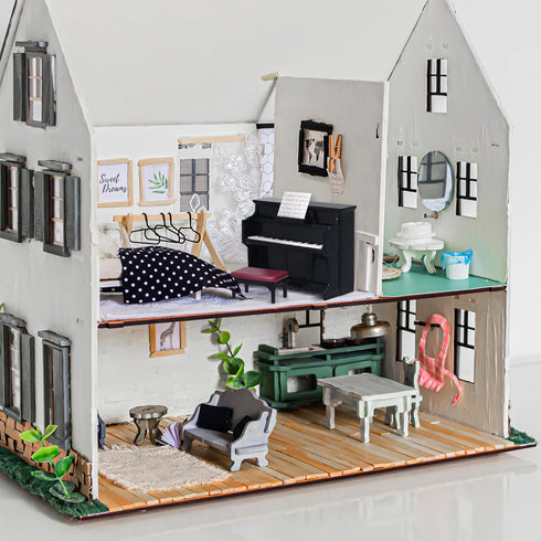 Piano Keyboard Toy for Kids Miniature Dollhouse Piano Model Musical Educational Toy for Fairy Garden Black