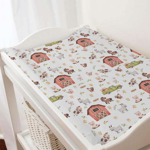 Baby Farm Life Changing Pad Cover, 32"x16" Farm Animals for Boy Girl, Soft Breathable Diaper Mats