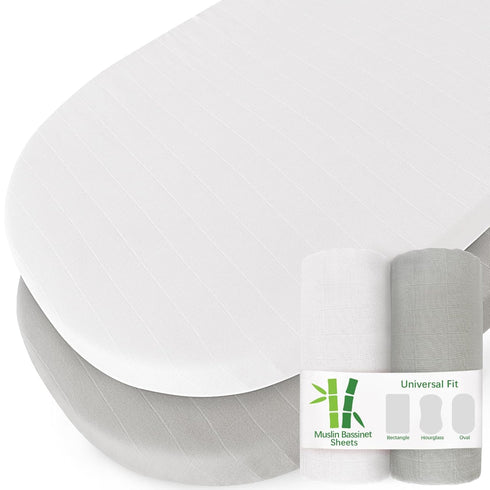 Muslin Bassinet Sheets for Boys and Girls 2 Pack, Ultra Soft Muslin