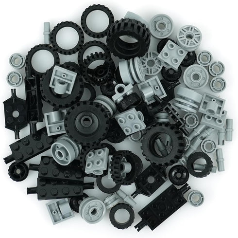 Set, BroTex Wheels and Axles Building Blocks Vehicle Truck Tires Compatible with Classic Bricks Car Parts