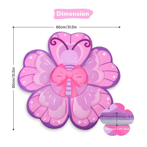 Pink Butterfly Baby Bath Pad - Soft Non-Slip Bathtub Mat for Newborns & Infants, Waterproof Bath Cushion with Flower