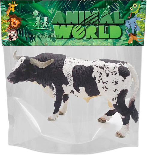 Gemini&Genius Longhorn Cow Action Figure, Hand Painted 6 Inches, Realistic Farm Animal Toy for Children