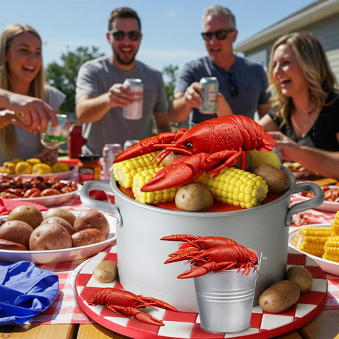 Gemscream 13 Pcs Crawfish Boil Party Supplies Fake Crawfish Party Decorations Lobster Cake Toppers Plastic Crayfish