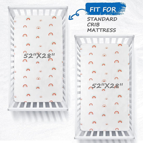 2 Pack Crib Sheets Boy Girl, Baby Crib Sheets for Standard Crib Mattress & Toddler Bed Mattress, Snug Fit Breathable