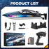 jogpun 30KMH 7 8-12 Cooling,20Mins,Low Alert,2.4Ghz,Blue RC Remote Control Boat with LED Light Modes Waterproof