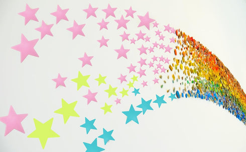 200PCS 1.2" Glow in The Dark Luminous Stars Decals for Home Ceiling Wall Baby Kids Bedroom (Multi-Color)