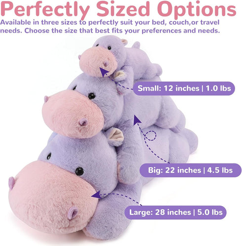 28 Inch 5.0 (28" 5.0 lbs) meowtastic Hippo Weighted Stuffed Animals - Pounds Weighted Plush Hippo Stuffed Animals