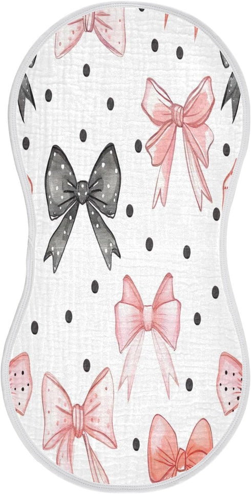 YETTASBIN Bow Dots Muslin Baby Burp Cloth, Super Soft Absorbent Cotton Burp Rag