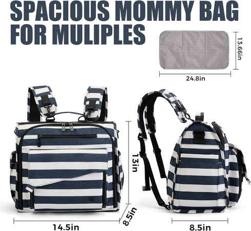 Backpack, ALLCAMP Diaper Waterproof Large Capacity Baby Bag, Multi-Function Nappy Bag with Stroller Hooks, Convertible