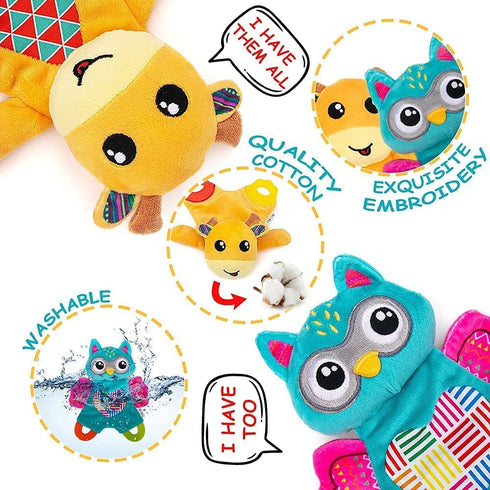 teytoy 2 Pcs Crinkle Toys for Baby with Teether, Soft Snuggle Sleeping Security Blanket for Unisex Babies