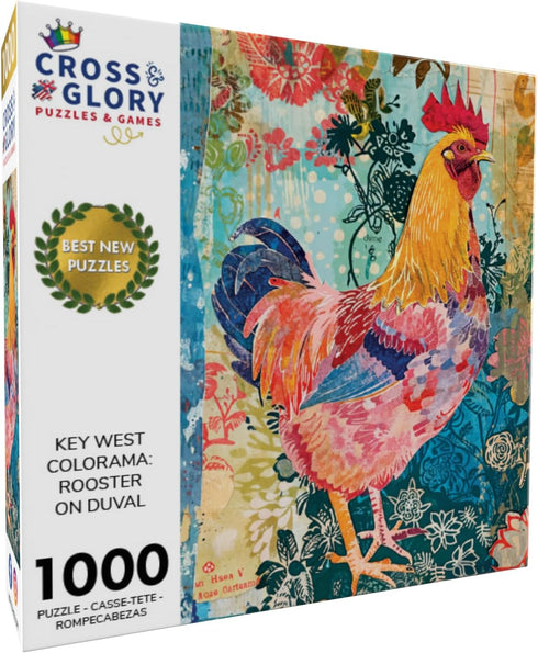 Key West Colorama 1000 Piece Jigsaw Puzzle - Rooster on Duval, Eco-Friendly, 20x27 Inches