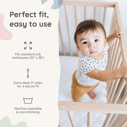 2 Pack 100% 28" 52" Margaux & May Crib Mattress Protector, Waterproof Baby Crib Mattress Protector Pad, Highly