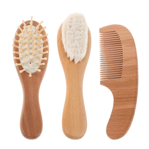 Toddmomy Hairbrush Comb Set for Newborns, Soft Wool Bristle Scalp Care Brush