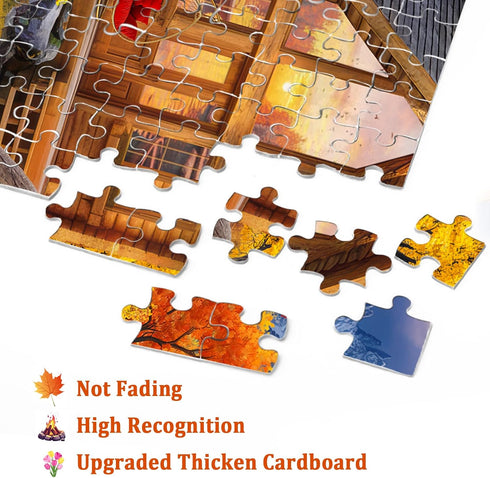 BBOLDIN 1000 Cozy Fall Autumn Landscape Puzzle for Adults Pieces Nature, Colorful Jigsaw Puzzle, Cat Puppy Flower Bird