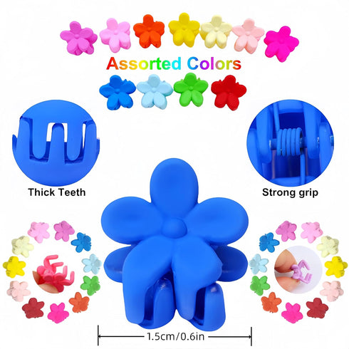 Tesvyns 50Pcs Mini Flower Hair Clip Colorful Mini Hair Claw Baby Hair Clips Toddler Hair Clips Girls Decorative Bun
