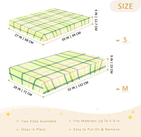 JUNZAN 52x28 Plaid Baby Crib Sheets Cotton Fitted Crib Sheets for Boys Girls Standard Toldder Bed Mattress Sheet