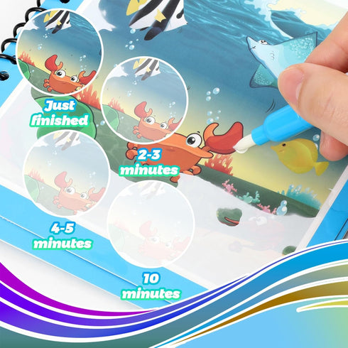 8 Pack Reusable Water Coloring Books for Toddlers, Mess-Free Paint with Water Books, Portable Educational Doodle Toy