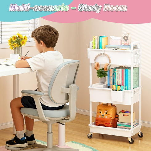 3 SUNALLY Baby Diaper Caddy Cart, Tier Rolling Diaper Cart with Lockable Wheels for Nursery Essentials, Large Capacity