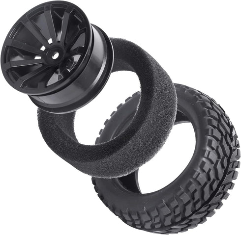 12mm Hex Wheels and Rubber Tires for RC 1/10 On-Road Touring Car, Set of 4