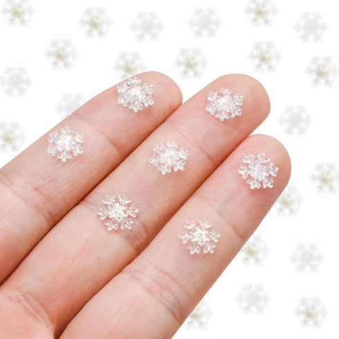 HOMICO 200 Pieces Mini Snowflakes for Craft Dollhouse Miniatures Transparent Tiny Snowflakes Tiny Christmas