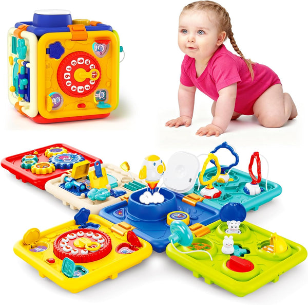 Covsen Montessori Toy for 1+ Year Old Girl Gift 6-in-1 Busy Board