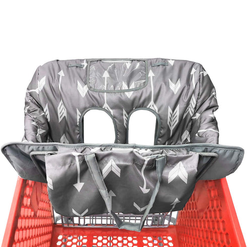 HIVVI 2-in-1 Portable Grocery Cart Seat Cover and Baby Highchair Cover (Gray Arrow)