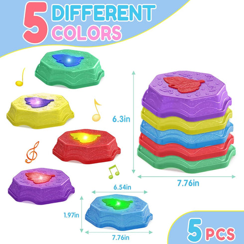 Coordination4 3+ Stepping Stones for Kids with Light & Music,Toddler Sensory Toy for Obstacle Course Year Old Girl