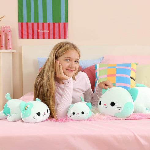 9") Onsoyours Original Rainbow Cat Plush Kitty Plushies Toy Blue Cat Kitten Stuffed Animal Soft Pillow Kawaii Plushie