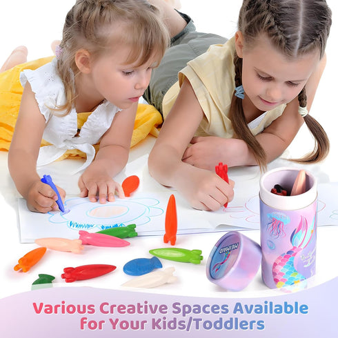 DreamyCandy Crayons,18PCS Set,Gift DreamCandy Rocket and Fish-Shaped Non Toxic Washable Toddler Crayons for Kids