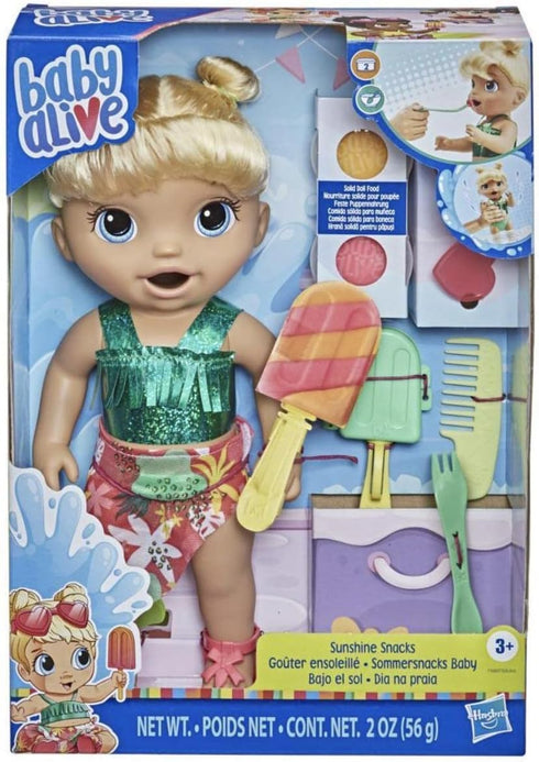 Baby Alive Sunshine Snacks Doll - Eats and Poops Summer-Themed Waterplay Baby Doll for Kids Ages 3+