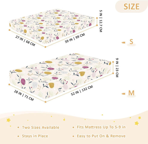 miaozhen 1 Pack 52x28 Cotton Baby Crib Sheets for Boys Girls Ultra Soft Snowfall Berry Cream and Gold Crib Mattress