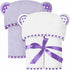 ELSVIN Set of 2 Hooded Baby Towels White and Purple Luxurious, Large and