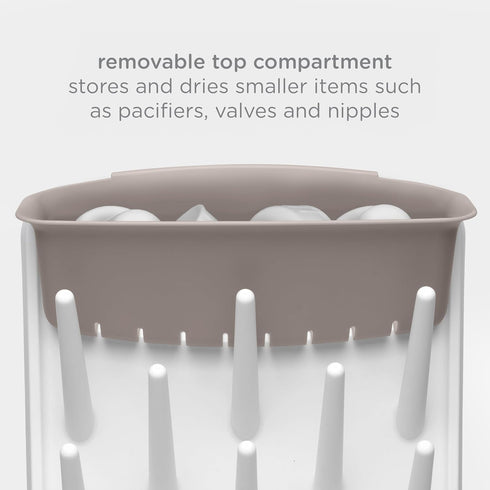 Countertop Ubbi Vertical Baby Bottle Drying Rack, Space Saving Drying Rack Baby Accessory, Taupe
