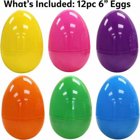 6 Inch 6 6" 4.25" GiftExpress Easter Eggs - Piece Extra Large x Assorted Color Fillable Plastic Eggs - Adult & Kid