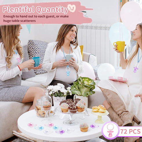 72 2.75 Pcs Baby Shower Pacifiers, Plastic Pacifiers for Baby Shower Game, Baby Shower Decoration DIY, Gender Reveal