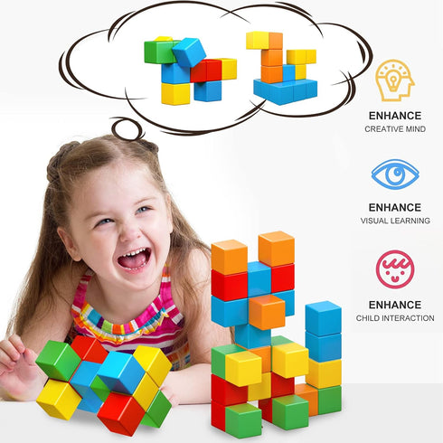 30 Pcs Magnetic Blocks, 1.41 Inch Large Building Cubes for Toddlers Age 3-8, STEM Montessori Educational Toys
