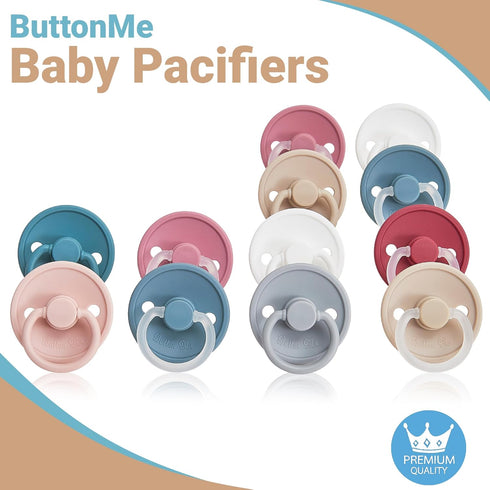 Button Me 6-18 2-Pack 6-18 ButtonMe Premium Soft Silicone Pacifiers Months BPA Free Baby Pacifier - of Comfortable