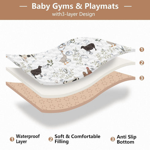 KICPOAY 50 50 Baby Play Mat Farm Cow Rooster Goose x Playpen Mats for Floor Play Gym Crawling Mat Non-Slip Cushioned