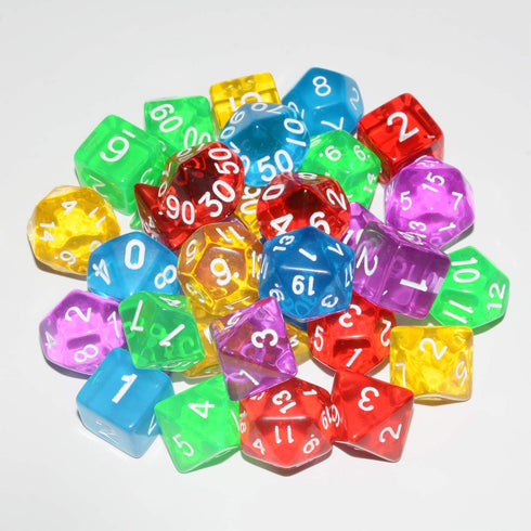 DND Dice 5×7 Sets - 35 Pieces Transparent Rainbow Polyhedral Dice for RPG MTG Table Game