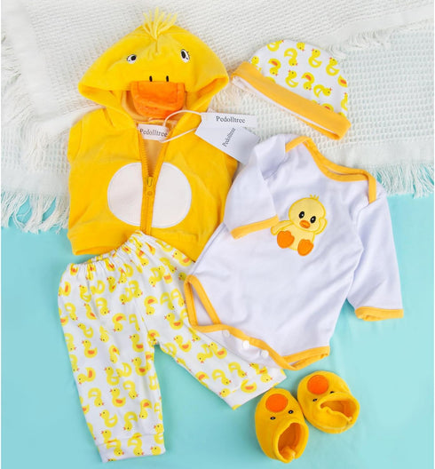 Reborn Baby Dolls Clothes 18 inch Outfit Accessories Yellow Duck 5pcs Set for 17-19 Inch Dolls