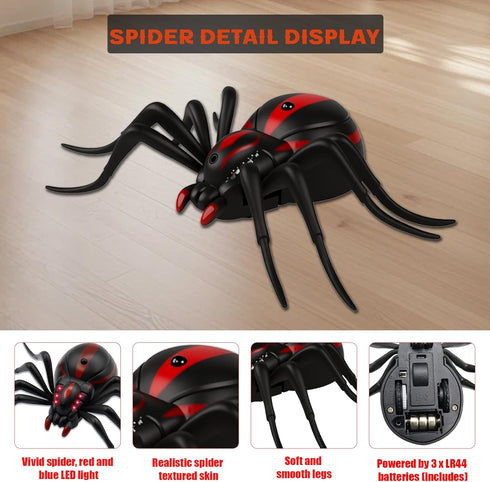 Pixibond Remote Control Spider Toy, Realistic RC Spider Electronic Animal Toy with LED Eyes & Wriggling Legs Electric